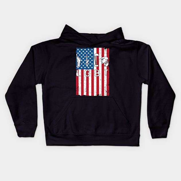 Liberty Gun Beer Trump America Freedom 4th Of July Kids Hoodie by hardyhtud